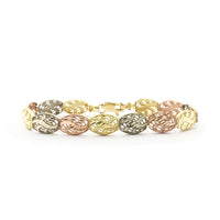 Tri-Color Diamond-Cut Lacy Link Bracelet (14K).