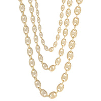 Alternating Iced-Out Puffy Mariner Link Chain (14K)