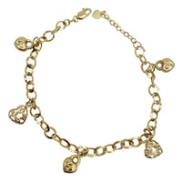 Heart & Locks Rolo Links Charms Bracelet (14K).