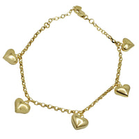 Puffy Hearts Charms Bracelet (14K).