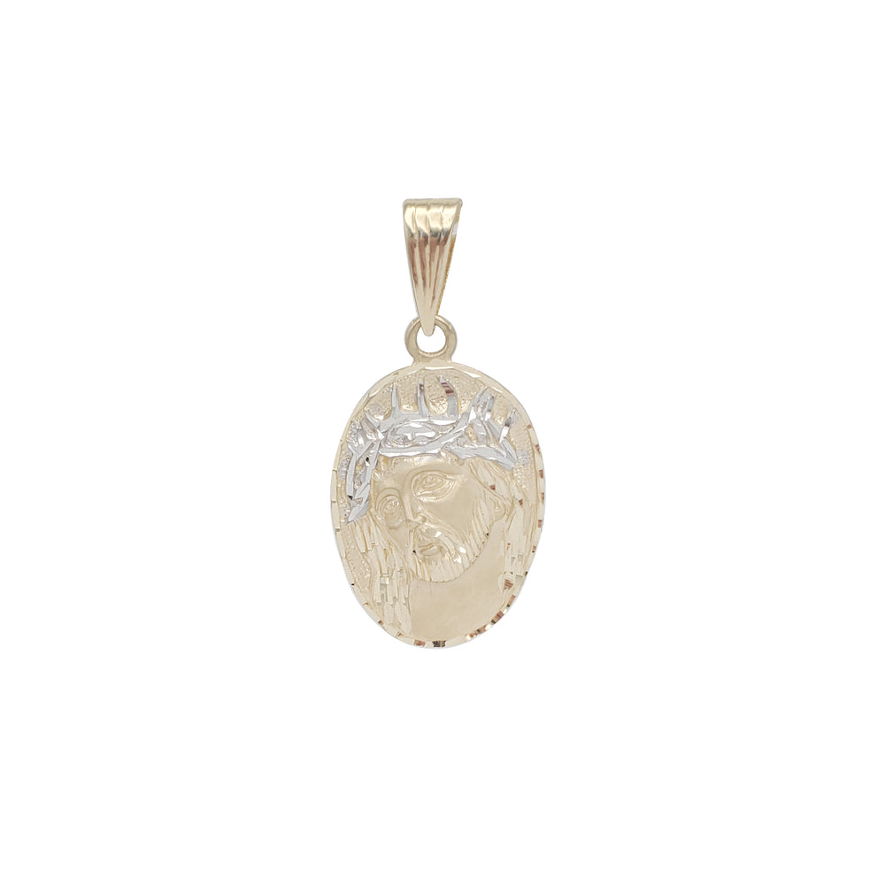 Heart of Jesus and Guadalupe Oval Pendant (14K)