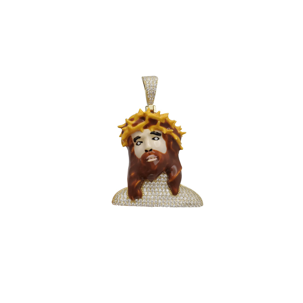 Colorful-Enameled Jesus Pendant (Silver)