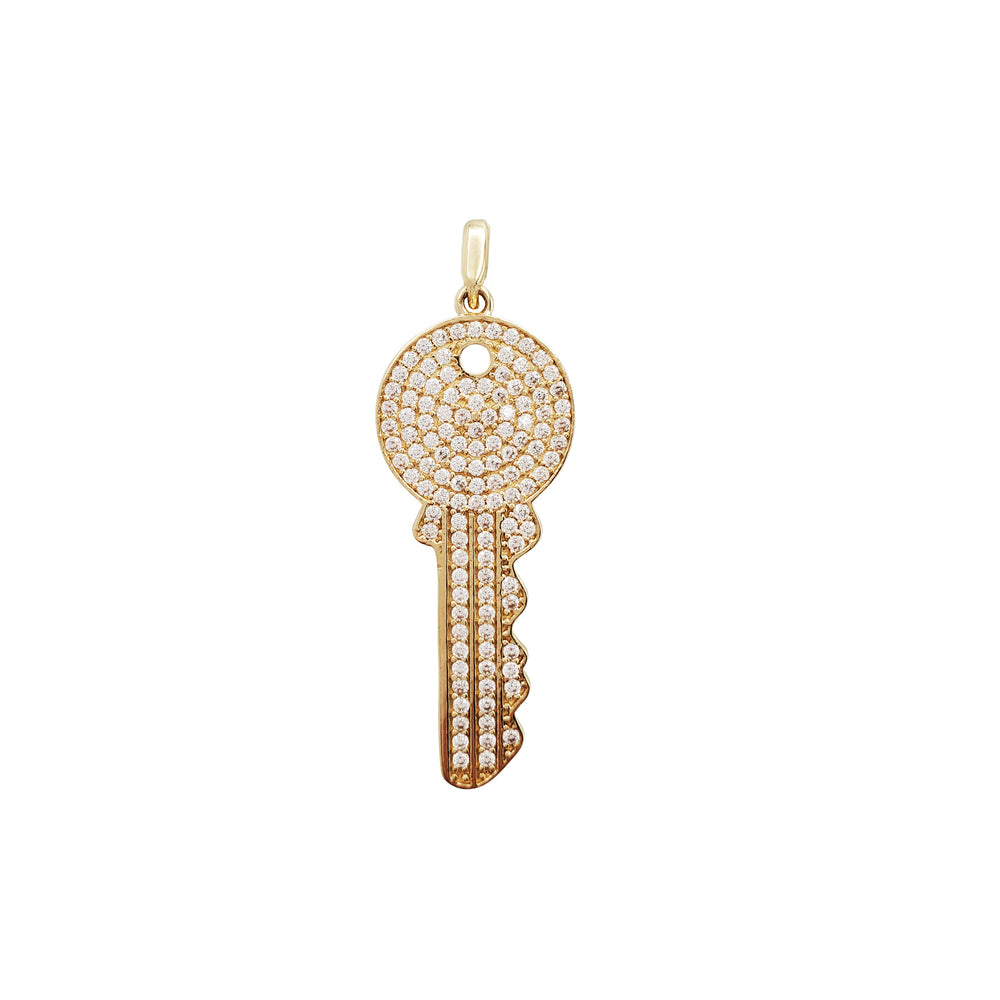 Stoneset Cylinder Key Pendant (14K)