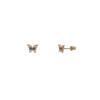 Zirconia Butterfly Stud Earrings (14K)