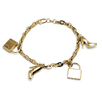 Padlock & Heels Charm Bracelet (14K).