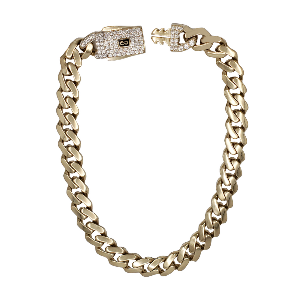 Iced-Out Lock Hollow Monaco Ankle Bracelet (10K)