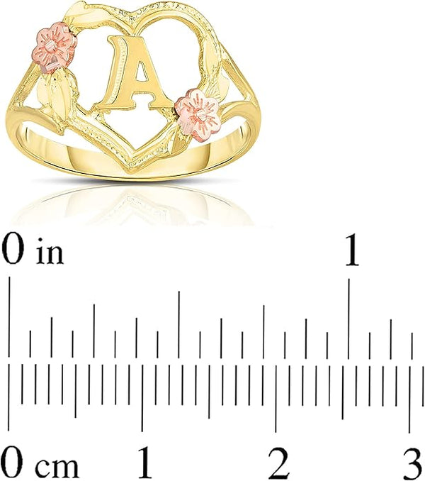 Heart & Flower Accent Initial/Letter Ring (14K)