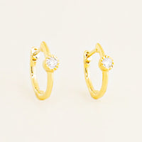 Diamond Bezel Rope Edge Hoop Earring (14K)