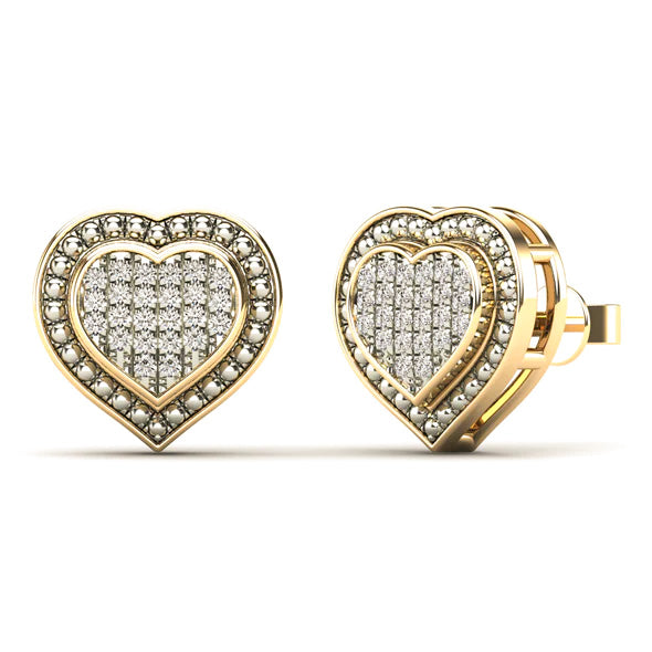Diamond Heart Pave Stud Earrings (14K)