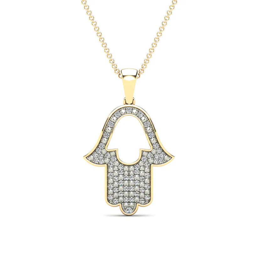 Hamsa Diamond Pendant (14K)
