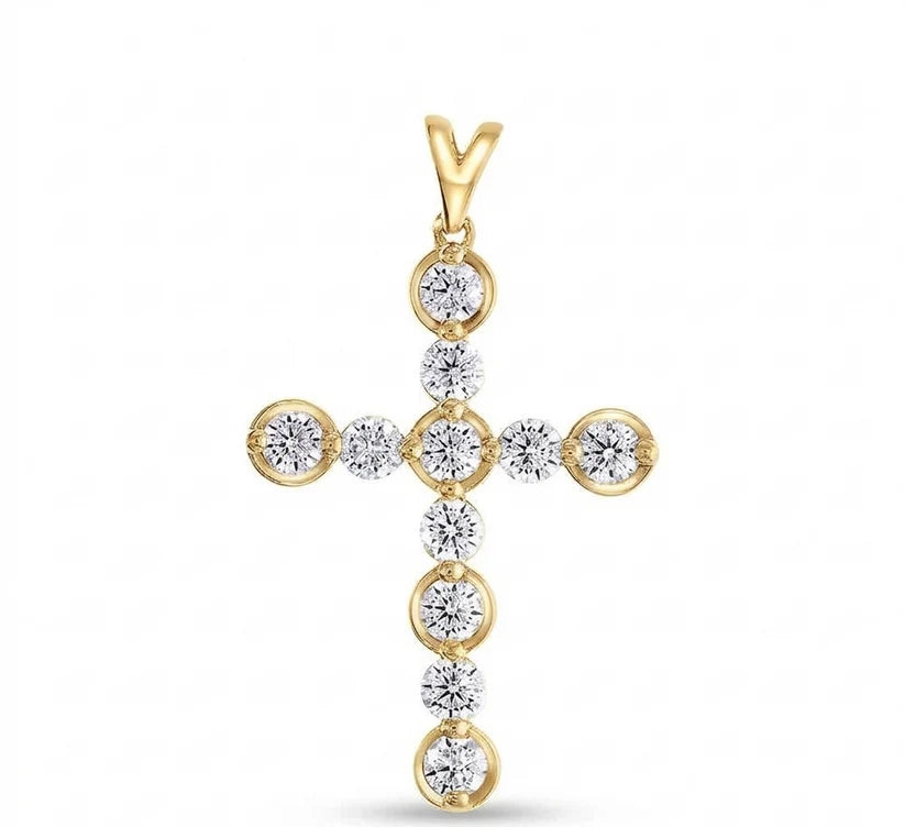 lab Grown Diamond Cross Pendant (14K)