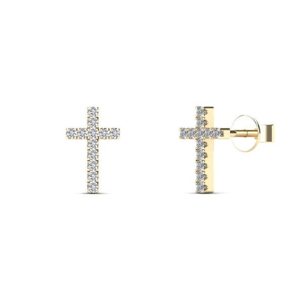 Diamond Cross Stud Earrings (14K)
