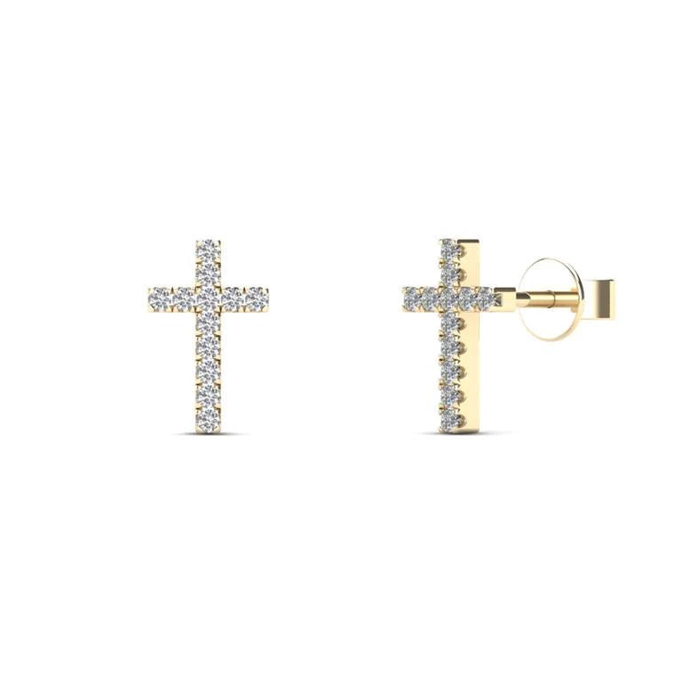 Diamond Cross Stud Earrings (14K)