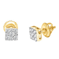 Diamond Square Stud Earrings (14K)
