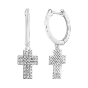 Diamond Cross Drop Earring (14K)