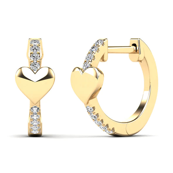 Diamond Heart Huggie Earring (14K)