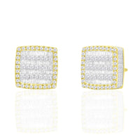 Diamond Two-Tone Square Earrings (14K)