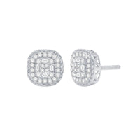 Diamond Rope Lined Square Earrings (14K)