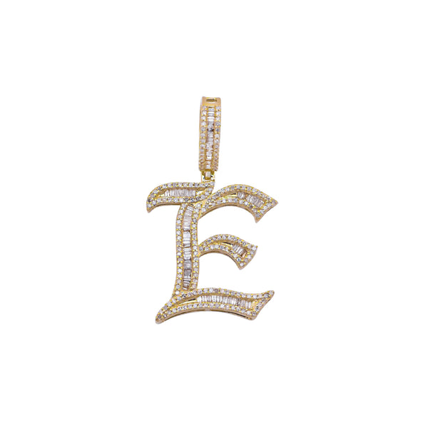 Diamond Initial E Letter Pendant (14K)