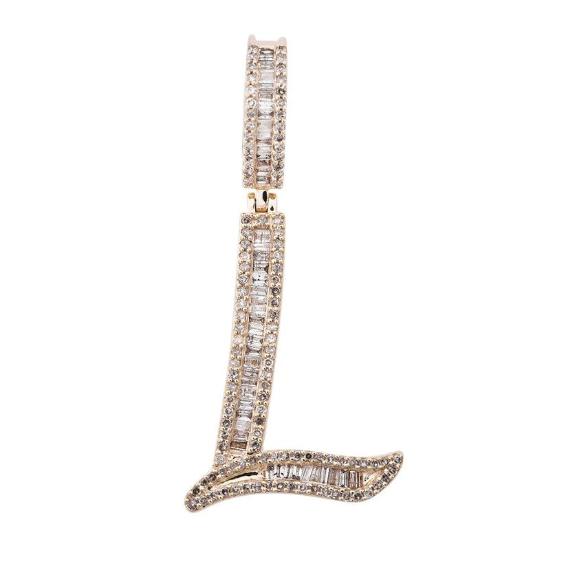 Iced Out  Diamond "L" Pendant (14K)