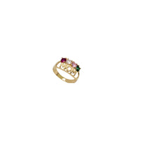 Камен мамички прстен со повеќе бои (14K)