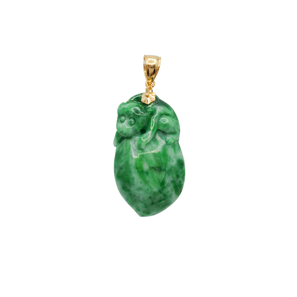Monkey Shape Jade Pendant (14K)