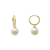 Pearl Charm Huggie Earrings (14K)