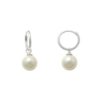 Pearl Charm Huggie Earrings (14K)
