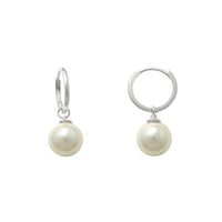 I-Pearl Charm Huggie Earrings (14K)