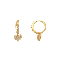 Zirconia Heart Dangling Earrings (14K)