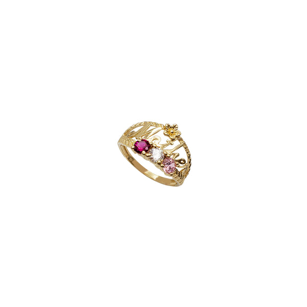 3-Color Stone Mother Ring (14K)