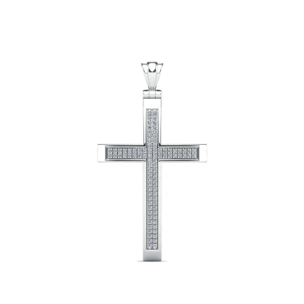 Diamond Cross Convex Pendant (14K)