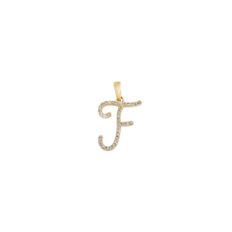 [0.7 inch] Diamond Initial Letter Pendant (14K)