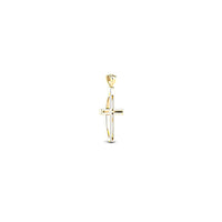 [0.9 inch] Diamond Cross Convex Pendant (14K)