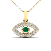Diamond Green Evil Eye medál (14K)