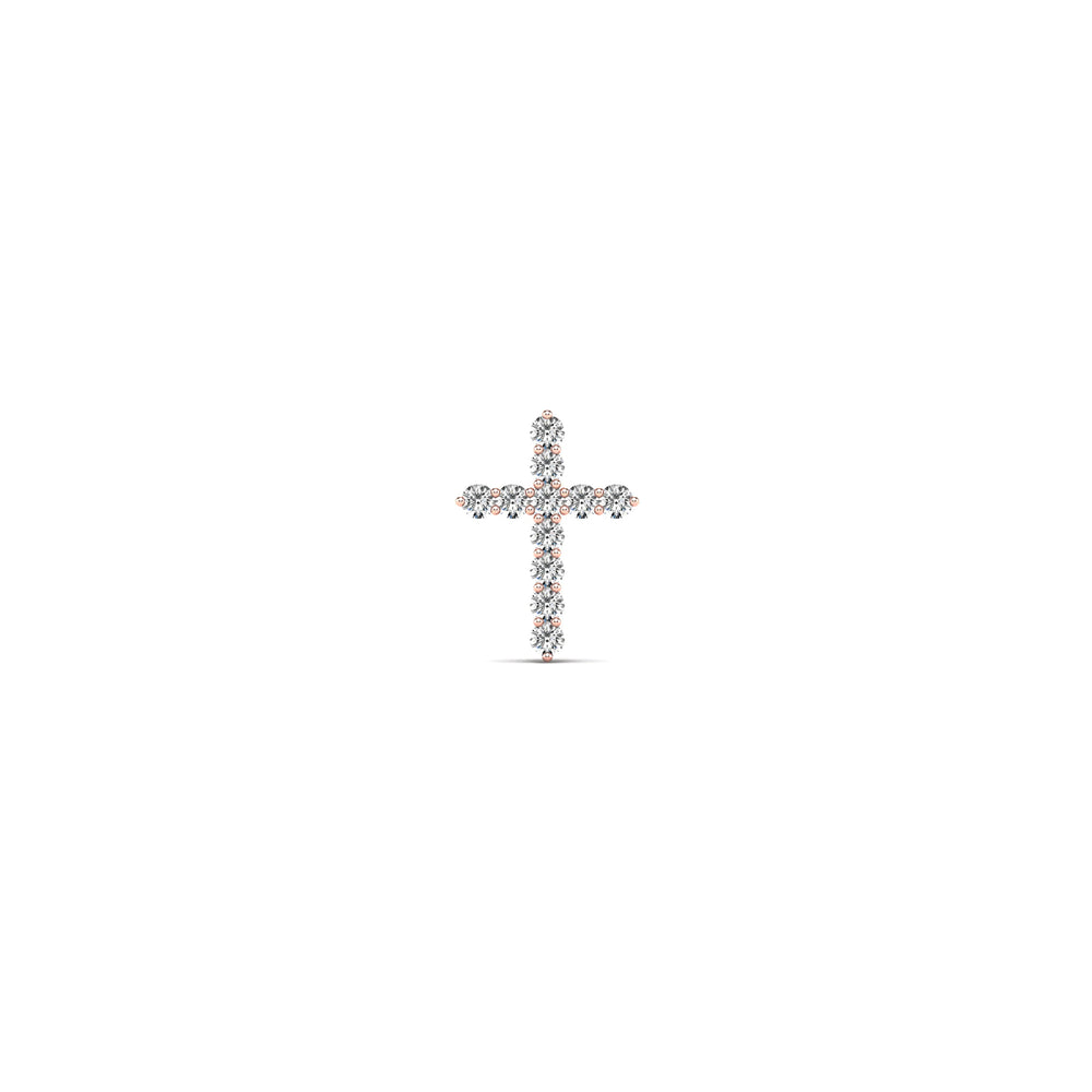 [0.5 inch] Diamond Hidden Bail Cross Pendant (14K)