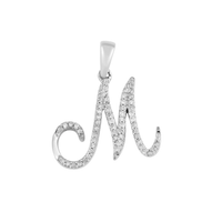 [0.7 inch] Diamond Initial Letter Pendant (14K)