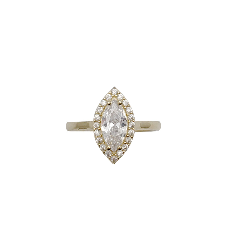 Halo Marquise Cut Zirconia Solitaire Lady Ring (14K)