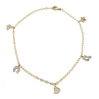 Mix Objects CZ Anklet (14K).