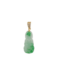 Diamond Guan Yin Green Jade Pendant