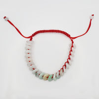 Adjustable Jade Red String Lucky Round Pi Disc Bracelet