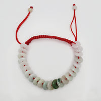 Adjustable Jade Red String Lucky Round Pi Disc Bracelet