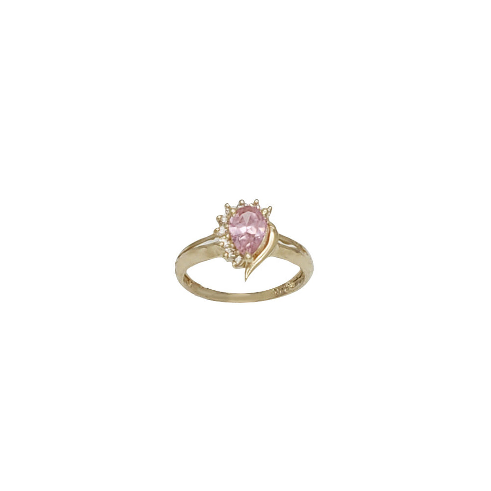 Fancy Birthstone Pear CZ Ring (14K)