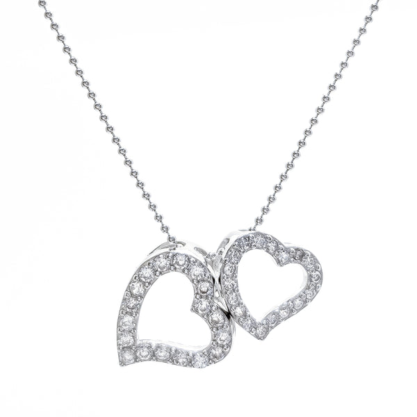 Two Heart Necklace (Silver)