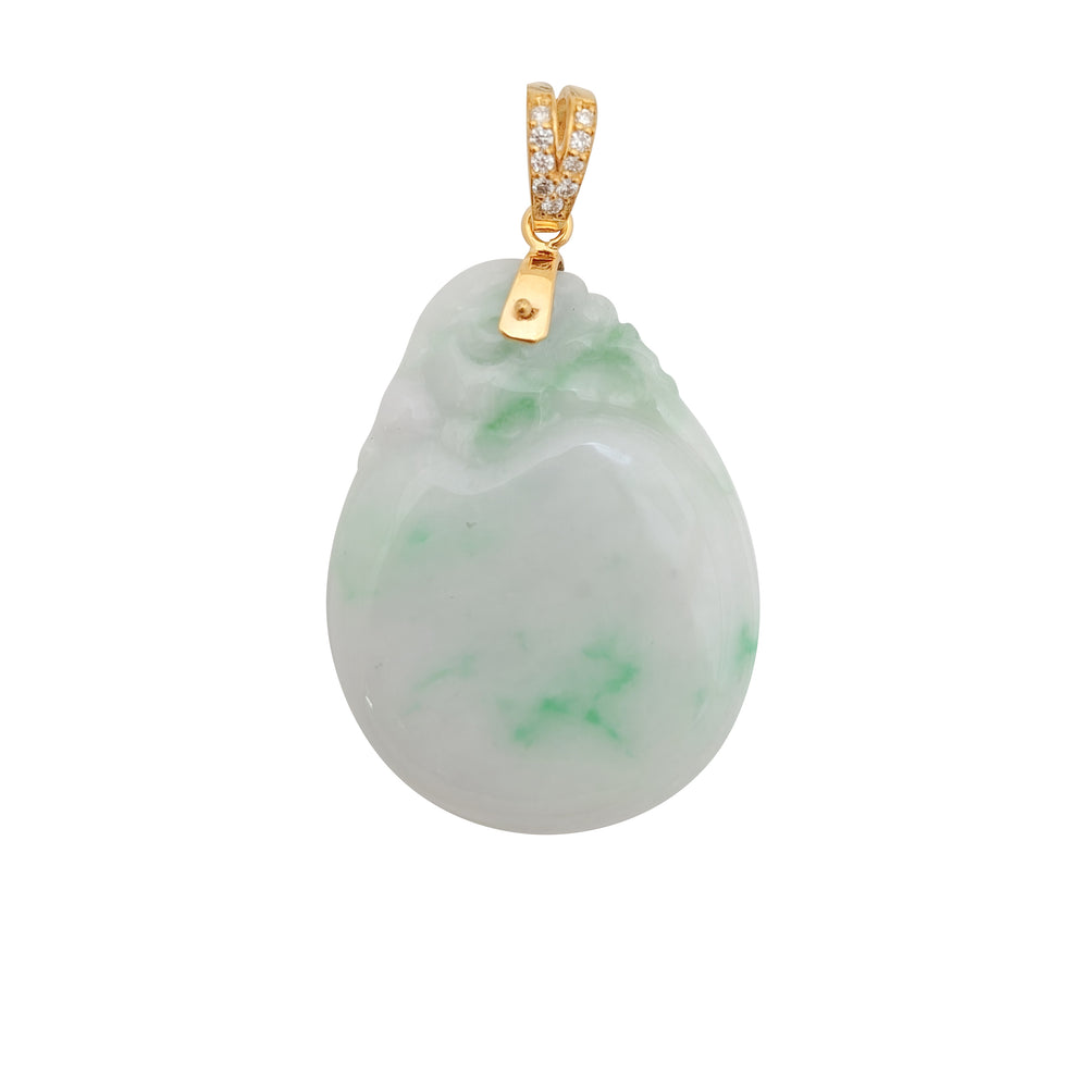 Longevity Peach Jadeite Pendant (14K)
