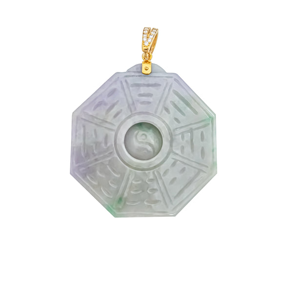 Ba Gua Taoist Eight Trigrams Floating Yin Yang Pendant (Jade)