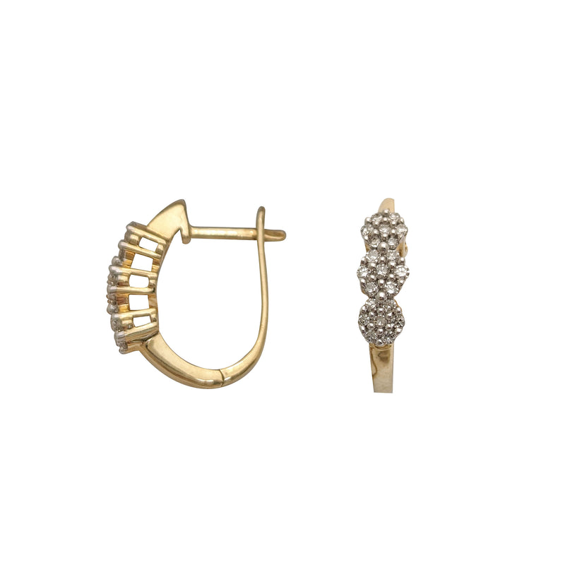 Diamond Cluster Hanging Hoop Earrings (10K)