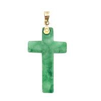Cross Green Jade Pendant (14K)