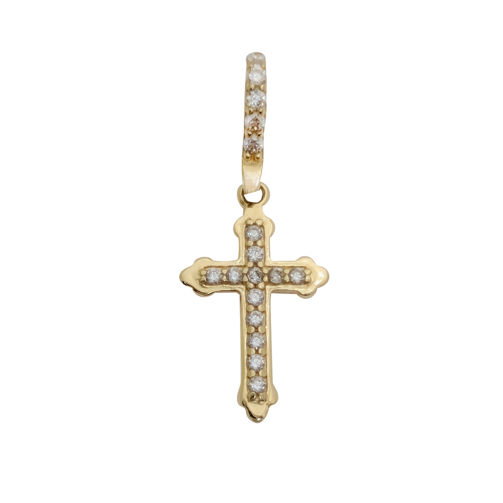 Cross CZ Pendant Budded (14K)