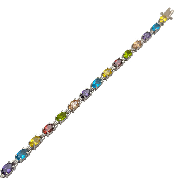 Multicolor-Rainbow Tennis Bracelet (Silver)